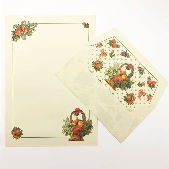 Italian Stationery Letter Writing Set in Portfolio ~ 10 sheets + 10 envelopes ~ Vintage Ephemera